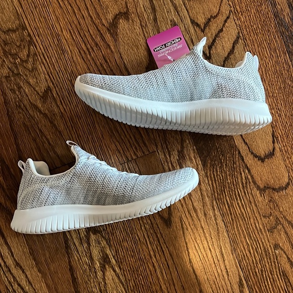 NEW Sketchers Air-Cooled Memory Foam Slip On Sneaker Gray/White - Picture 5 of 8